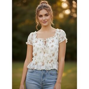 NWT Lumiere M Cottagecore Floral‎ Peplum Blouse